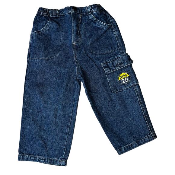 Vintage Disney Baby Y2K Mickey Mouse 28 cargo denim pants size 24 months - Picture 1 of 7
